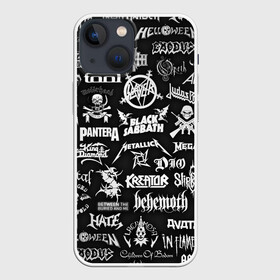 Чехол для iPhone 13 mini с принтом ЛОГОТИПЫ МЕТАЛ ГРУПП   METAL BANDS LOGO в Курске,  |  | Тематика изображения на принте: black sabbath | bmth | dio | heavy metal | iron maiden | judas priest | megadeth | metallica | motorhead | pantera | slayer | slipknot | группы | метал | рок