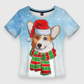 Женская футболка 3D Slim с принтом Новогодний Корги  New Year s Corgi в Курске,  |  | christmas | corgi | dog | santa | дед мороз | елка | зима | корги | новый год | рождество | санта | снег | снегурочка | снежинка | собака | собачка | щенок
