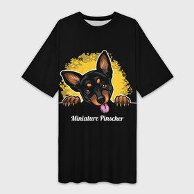 Платье-футболка 3D с принтом Пинчер (Miniature Pinscher) в Курске,  |  | animal | dog | german pinscher | min pi | miniature pinscher | pinscher | год собаки | друг человека | животное | зверь | кинолог | мин пин | миниатюрный пинчер | немецкий пинчер | пёс | пинчер | порода собак | собака
