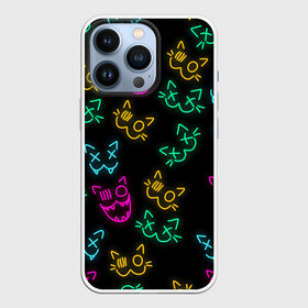 Чехол для iPhone 13 Pro с принтом НЕОНОВЫЕ КОТИКИ   NEON FACES CATS в Курске,  |  | animals | cats | color cats | kitty | neon cats | neon kitty | животные | звери | коты | кошки | неон | неон котики | неоновые коты | радужные коты