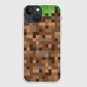 Чехол для iPhone 13 mini с принтом ЗЕМЛЯ | DIRT | MINECRAFT в Курске,  |  | Тематика изображения на принте: block | box | dirt | minecraft | pixels | texture | биом | блок | земля | майнкрафт | пиксели | пиксельный | текстура