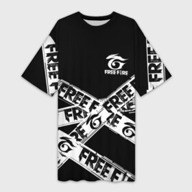 Платье-футболка 3D с принтом GARENA FREE FIRE OFF CYBER LINE STYLE в Курске,  |  | free fire | freefire | garena | garena free fire | гарена | гарена фри фаер | фри фаер | фрифаер