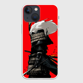 Чехол для iPhone 13 mini с принтом Самурай сёгун на красном фоне в Курске,  |  | samurai | wano kuni | ниндзя | путь война | самурай | семь самураев | токио | черный самурай | японский самурай