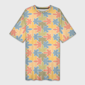 Платье-футболка 3D с принтом Мозайка из Листьев в Курске,  |  | абстракция | листья | мазайка | повторение | повторяющиеся листья