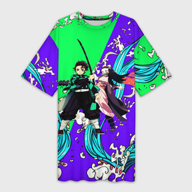 Платье-футболка 3D с принтом Танджиро и Незуко The way of water в Курске,  |  | demon slayer | kimetsu no yaiba | аниме | незуко | рекомендации | танджиро