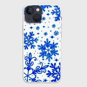 Чехол для iPhone 13 mini с принтом Белая Зима в Курске,  |  | christmas | cold | happy new year | ice | merry christmas | new year | snow | snowflakes | winter | голубые снежинки | декабрь | зима | зимний орнамент | зимний узор | кристаллы | новогодний принт | новый год | подарок | природа | рождество