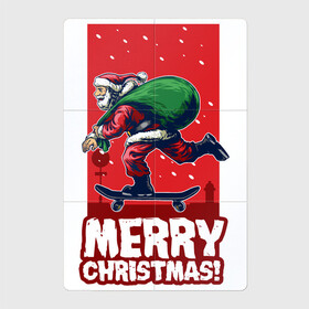 Магнитный плакат 2Х3 с принтом Santa on a skateboard в Курске, Полимерный материал с магнитным слоем | 6 деталей размером 9*9 см | art | christmas | holiday | new year | santa | santa claus | skate | skateboard | арт | новый год | праздник | рождество | санта | санта клаус | скейт | скейтборд