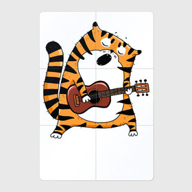 Магнитный плакат 2Х3 с принтом Тигр играет на гитаре в Курске, Полимерный материал с магнитным слоем | 6 деталей размером 9*9 см | Тематика изображения на принте: 2022 | год тигра | новый год | новый год 2022 | символ года | тигр | тигренок | тигрица | тигры