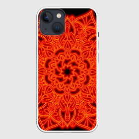 Чехол для iPhone 13 с принтом Огненная мандала в Курске,  |  | Тематика изображения на принте: абстрактный | абстракция | антистресс | ловец снов | медитативный | медитация | орнамент | плетение | радиальная | узор | этнический