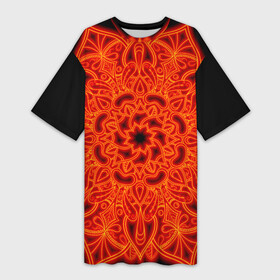Платье-футболка 3D с принтом Огненная мандала в Курске,  |  | абстрактный | абстракция | антистресс | ловец снов | медитативный | медитация | орнамент | плетение | радиальная | узор | этнический