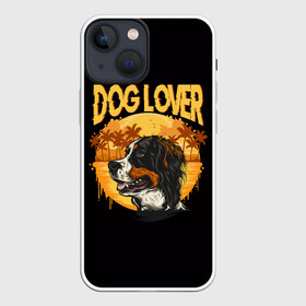 Чехол для iPhone 13 mini с принтом Любитель Собак (Dog Lover) в Курске,  |  | anim | bernese mountain dog | bernese sheepdog | dog | бернская овчарка | бернский зенненхунд | год собаки | друг человека | животное | зверь | кинолог | овчарка | пастушья собака | пёс | порода собак