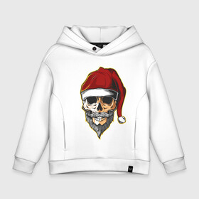 Детское худи Oversize хлопок с принтом Santa Skull в Курске, френч-терри — 70% хлопок, 30% полиэстер. Мягкий теплый начес внутри —100% хлопок | боковые карманы, эластичные манжеты и нижняя кромка, капюшон на магнитной кнопке | Тематика изображения на принте: art | beard | hat | santa | skull | арт | борода | санта | череп | шапка