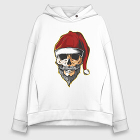 Женское худи Oversize хлопок с принтом Santa Skull в Курске, френч-терри — 70% хлопок, 30% полиэстер. Мягкий теплый начес внутри —100% хлопок | боковые карманы, эластичные манжеты и нижняя кромка, капюшон на магнитной кнопке | art | beard | hat | santa | skull | арт | борода | санта | череп | шапка