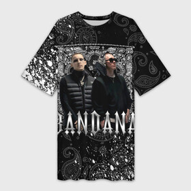 Платье-футболка 3D с принтом BANDANA 1 в Курске,  |  | bandana | bbt | big baby tape | kizaru | rap | trap | бандана | ббт | биг бейби тейп | кизару | реп | треп