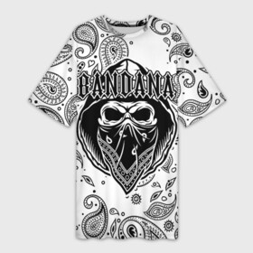 Платье-футболка 3D с принтом BANDANA (SCULL) в Курске,  |  | bandana | bbt | big baby tape | kizaru | rap | trap | бандана | ббт | биг бейби тейп | кизару | реп | треп