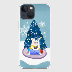 Чехол для iPhone 13 mini с принтом Медвежонок под новогодней елкой в Курске,  |  | 2022 | christmas | new year | животные | звери | зверюшки | зима | кавай | медведь | медвежонок | милота | милый | мишка | нг | новогодний | новый год | рождество | снег