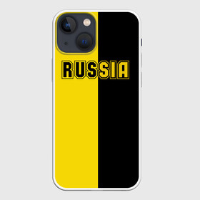 Чехол для iPhone 13 mini с принтом Россия черно желтое RUSSIA - BORUSSIA в Курске,  |  | боруссия | желтое | патриот | россия | черное