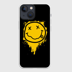 Чехол для iPhone 13 mini с принтом NIRVANA LOGO SMILE, БРЫЗГИ КРАСОК в Курске,  |  | band | cobain | face | kurt | logo | music | nirvana | rock | rocknroll | группа | кобейн | курт | лого | логотип | музыка | музыкальная | нирвана | рожица | рок | рокнролл | символ