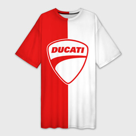 Платье-футболка 3D с принтом DUCATI WHITE RED STYLE LOGO в Курске,  |  | ducati | italy | moto | motocycle | racing | sport | дукати | италия | мото | мотоспорт | мотоцикл | рейсинг | спорт