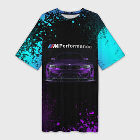 Платье-футболка 3D с принтом BMW M4  PERFORMANCE в Курске,  |  | auto | auto sport | autosport | bmw | bmw performance | m | mka | performance | авто спорт | автомобиль | автоспорт | ам | бмв | бэха | машина | мка