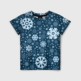 Детская футболка 3D с принтом Новогодние снежинки, новый год в Курске, 100% гипоаллергенный полиэфир | прямой крой, круглый вырез горловины, длина до линии бедер, чуть спущенное плечо, ткань немного тянется | Тематика изображения на принте: 2021 | 2022 | christmas | merry | merry christmas | new year | snow | sweater | ugly christmas | winter | year of the tiger | год тигра | зима | новогодний | новогодняя | новый год | рождественский | рождественский свитер | рождество | свитер | 