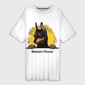 Платье-футболка 3D с принтом Мини Пинчер в Курске,  |  | animal | dog | german pinscher | min pi | miniature pinscher | pinscher | год собаки | друг человека | животное | зверь | кинолог | мин пин | миниатюрный пинчер | немецкий пинчер | пёс | пинчер | порода собак | собака