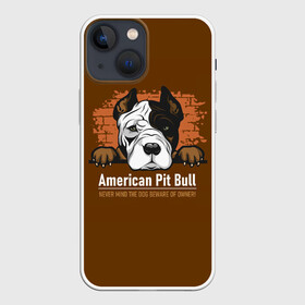 Чехол для iPhone 13 mini с принтом Американский Питбультерьер (Pit Bull Terrier) в Курске,  |  | american pit bull terrier | boxer | bulldog | fighting dog | pit bull | американский питбультерьер | бойцовская собака | бойцовский пес | боксер | бульдог | волкодав | друг человека | кинолог | пес | питбуль | питбультерьер