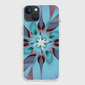 Чехол для iPhone 13 с принтом Абстрактный цветок. Голубой. в Курске,  |  | abstraction | blue | flower | fractal | pattern | абстракция | узор | фрактал | цветок