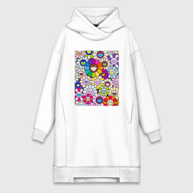 Платье-худи хлопок с принтом Field of Flowers. Мураками в Курске,  |  | cute | cute flovers | flowers | murakami | pop art | takashi murakami | милые цветочки | мураками | ромашки | такаси мураками | такаши мураками | цветочки | цветы