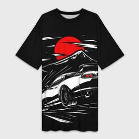 Платье-футболка 3D с принтом Тойота супра mark 4 при красной луне Toyota supra в Курске,  |  | a80 | ae86 | camry | car | fast furious | jdm | mark 4 | toyota | а80 | камри | марк | машина | супра | тоёта | форсаж