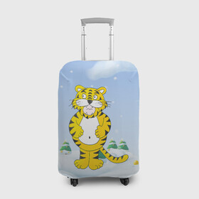 Чехол для чемодана 3D с принтом костюм тигра в Курске, 86% полиэфир, 14% спандекс | двустороннее нанесение принта, прорези для ручек и колес | 2022 | год тигра | новый год | новый год 2022 | символ года | тигр | тигренок | тигрица | тигры