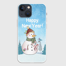 Чехол для iPhone 13 mini с принтом Снеговик во дворе в Курске,  |  | Тематика изображения на принте: 2022 | год тигра | новый год | новый год 2022 | символ года | тигр | тигренок | тигрица | тигры