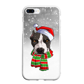 Чехол для iPhone 7Plus/8 Plus матовый с принтом Новогодний Питбуль   New Years Pit bull в Курске, Силикон | Область печати: задняя сторона чехла, без боковых панелей | christmas | dog | pit bull | santa | дед мороз | зима | новый год | питбуль | рождество | санта | снег | снежинка | собака | собачка | щенок