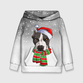 Детская толстовка 3D с принтом Новогодний Питбуль   New Years Pit bull в Курске, 100% полиэстер | двухслойный капюшон со шнурком для регулировки, мягкие манжеты на рукавах и по низу толстовки, спереди карман-кенгуру с мягким внутренним слоем | christmas | dog | pit bull | santa | дед мороз | зима | новый год | питбуль | рождество | санта | снег | снежинка | собака | собачка | щенок