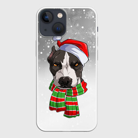 Чехол для iPhone 13 mini с принтом Новогодний Питбуль   New Years Pit bull в Курске,  |  | christmas | dog | pit bull | santa | дед мороз | зима | новый год | питбуль | рождество | санта | снег | снежинка | собака | собачка | щенок