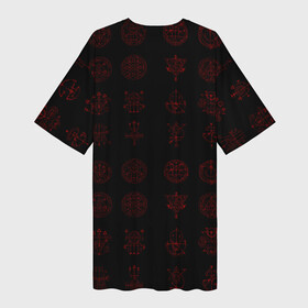 Платье-футболка 3D с принтом Символ палача рока  Doom в Курске,  |  | doom | doom eternal | doom slayer | rune | runes | runes doom | дум | палач рока | руна | руны | символ | символы