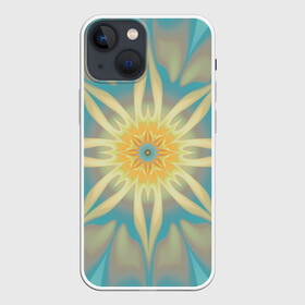Чехол для iPhone 13 mini с принтом Летнее солнце. Абстракция. в Курске,  |  | abstraction | blue | fractal | round | summer | sun | turquoise | yellow | абстракция | бирюзовый | желтый | круглый | летний | солнце | фрактал