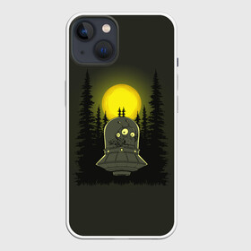 Чехол для iPhone 13 с принтом Шокированный пришелец в лесу в Курске,  |  | лес | летающая тарелка | нло | ночь | пришелец | фантастика