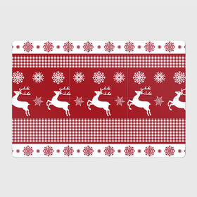 Магнитный плакат 3Х2 с принтом Узор с оленями в Курске, Полимерный материал с магнитным слоем | 6 деталей размером 9*9 см | background | christmas | deer | holiday | new year | pattern | snowflakes | новый год | олени | праздник | рождество | снежинки | узор | фон