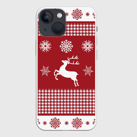 Чехол для iPhone 13 mini с принтом Узор с оленями в Курске,  |  | background | christmas | deer | holiday | new year | pattern | snowflakes | новый год | олени | праздник | рождество | снежинки | узор | фон