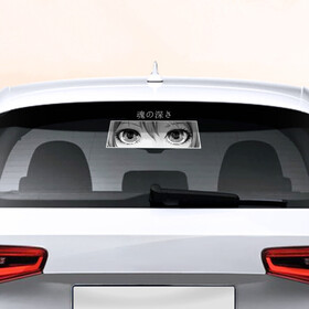 Наклейка на авто - для заднего стекла с принтом Аnime LOVELY EYES` в Курске, ПВХ | Точные размеры наклейки зависят от выбранного изображения (ширина не больше 75 мм, высота не больше 45 мм) | анимэ | взгляд | глаза | иероглиф | мультики