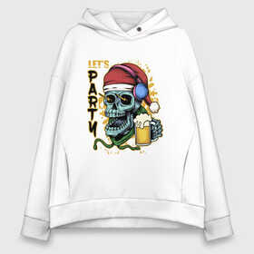 Женское худи Oversize хлопок с принтом Skull Santa в Курске, френч-терри — 70% хлопок, 30% полиэстер. Мягкий теплый начес внутри —100% хлопок | боковые карманы, эластичные манжеты и нижняя кромка, капюшон на магнитной кнопке | art | beer | christmas | headphones | new year | santa | skull | арт | наушники | новый год | рождество | санта | череп