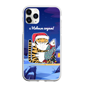 Чехол для iPhone 11 Pro матовый с принтом Тигр с огромной рыбой в Курске, Силикон |  | Тематика изображения на принте: 2022 | год тигра | новый год | новый год 2022 | символ года | тигр | тигренок | тигрица | тигры