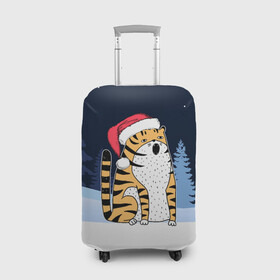 Чехол для чемодана 3D с принтом Удивленный тигр 2022 в Курске, 86% полиэфир, 14% спандекс | двустороннее нанесение принта, прорези для ручек и колес | 2022 | год тигра | новый год | новый год 2022 | символ года | тигр | тигренок | тигрица | тигры