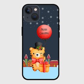 Чехол для iPhone 13 с принтом Новогодний тигренок с красным шариком в Курске,  |  | 2022 | год тигра | новый год | новый год 2022 | символ года | тигр | тигренок | тигрица | тигры