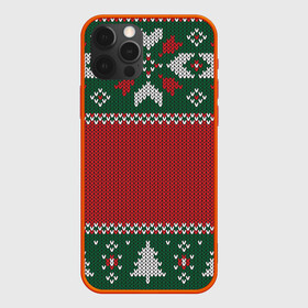 Чехол для iPhone 12 Pro с принтом Knitted Christmas Pattern в Курске, силикон | область печати: задняя сторона чехла, без боковых панелей | background | christmas | holiday | knitted | knitted pattern | pattern | trees | winter | вязаный | вязаный узор | елки | зима | праздник | рождество | узор | фон