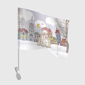Флаг для автомобиля с принтом Одинокий снеговик в Курске, 100% полиэстер | Размер: 30*21 см | brawl | brawl stars | brawlstars | lola | бравл | бравлстарс | лола | лоли | разрушитель