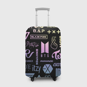 Чехол для чемодана 3D с принтом K-pop лого исполнителей в Курске, 86% полиэфир, 14% спандекс | двустороннее нанесение принта, прорези для ручек и колес | aespa | astro | bap | bigbang | blackpink | bts | enhypen | exo | got7 | ikon | itzy | korean pop | kpop | mamamoo | megamax | monsta x | nct | red velvet | seventeen | shinee | stray kids | superm | twice | txt | атееz | группы | кпоп | музыка