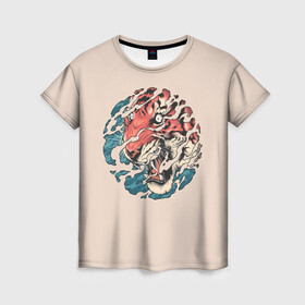 Женская футболка 3D с принтом Тора. Японский тигр в Курске, 100% полиэфир ( синтетическое хлопкоподобное полотно) | прямой крой, круглый вырез горловины, длина до линии бедер | 2022 | 22 | eyes | fangs | japan | japanese | new | ocean | river | sea | second | symbol | tiger | tora | torah | twenty | water | year | вода | второй | глаза | год | года | двадцать | клыки | море | нового | новый | океан | река | символ | тигр | тора 
