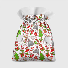 Подарочный 3D мешок с принтом Новый Год в Курске, 100% полиэстер | Размер: 29*39 см | background | christmas | gifts | holiday | new year | pictures | skates | snowman | socks | tree | елка | коньки | новый год | носки | подарки | праздник | рисунки | рождество | снеговик | фон